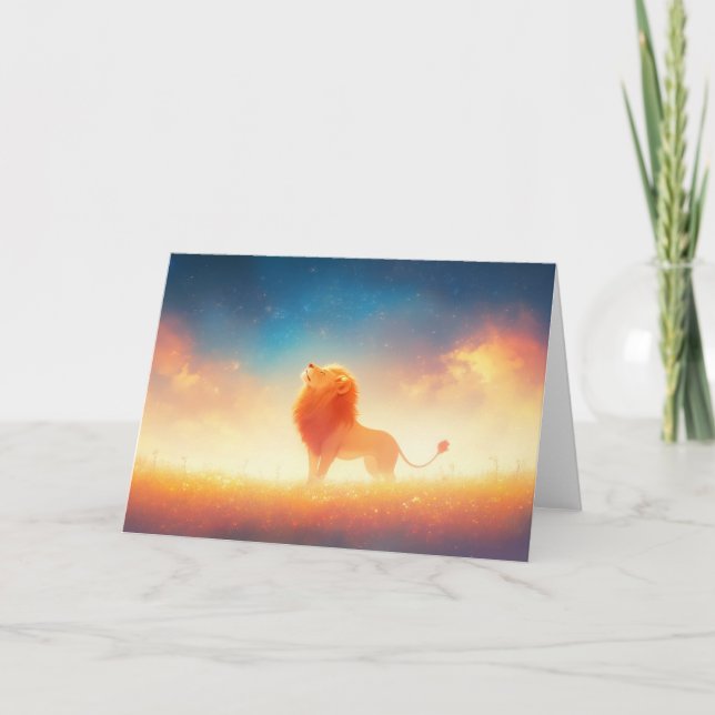 Lion Bathed in Sunset Embrace Karte (Vorderseite)