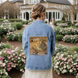 Lion Be Brave & Courageous Denim Blue Jean Jacket Jeansjacke