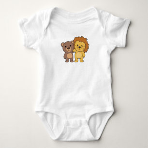 Lion Bear Zoo Niedlicher Tiere Niedlich Kids Baby Strampler