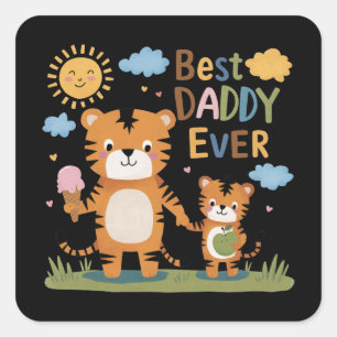 Lion Best Daddy Ever Quadratischer Aufkleber