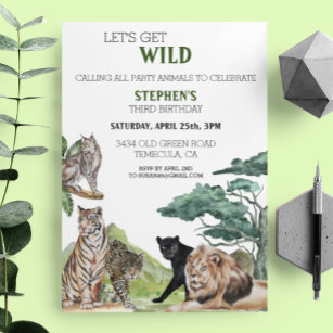 Lion Big Cats Jungle Safari Wild Geburtstag Einladung