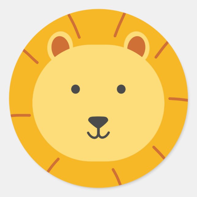 Lion Birthday Kids Art Runder Aufkleber (Vorderseite)