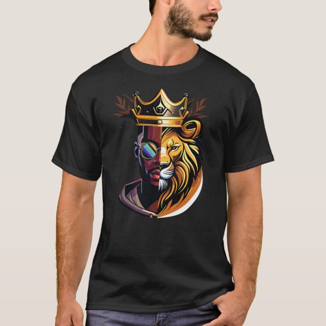 Lion Black Man King Black History Melanin African  T-Shirt (Vorderseite)