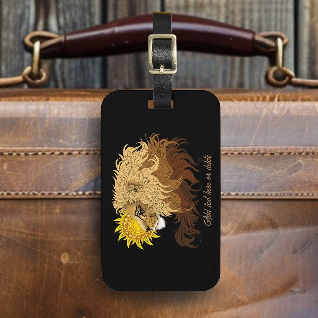 Lion Black Yellow Mandala Sun Gepäckanhänger (Von Creator hochgeladen)
