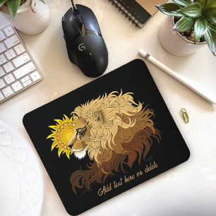 Lion black Yellow Mandala Sun Mousepad