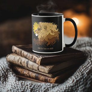 Lion Black Yellow Mandala Sun Tasse