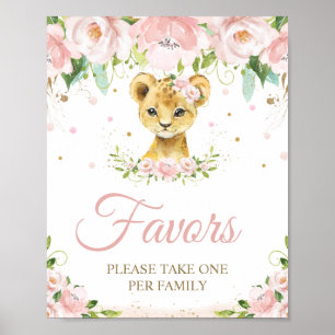 Lion Blush Pink Floral Baby Dusche Geburtstag Gefa Poster