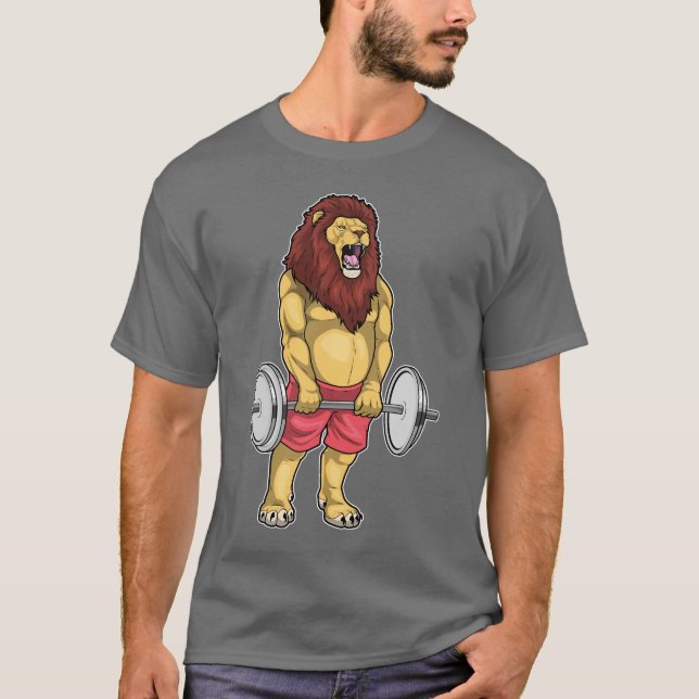 Lion Bodybuilder Dumbell-Bodybuilding T-Shirt (Vorderseite)