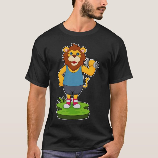 Lion Bodybuilder Dumbell T-Shirt (Vorderseite)
