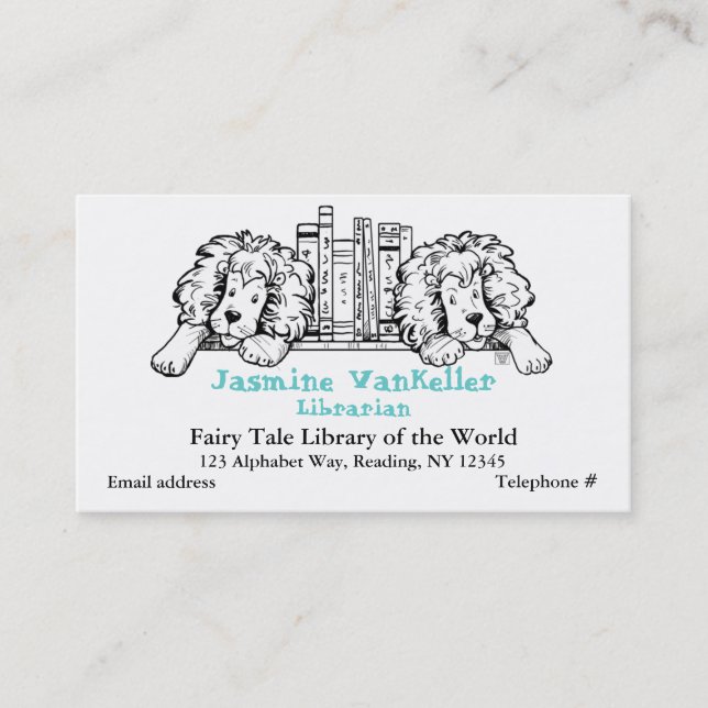 Lion Book End Business Card Visitenkarte (Vorderseite)