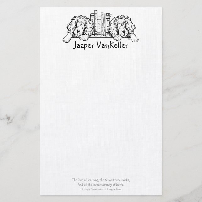 Lion Book Ends Personal Stationery Briefpapier (Vorderseite)