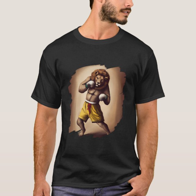 Lion Boxing Cool Funny Lion Boxer T-Shirt (Vorderseite)