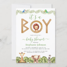 Lion Boy Baby Shower Safari Jungle Blätter