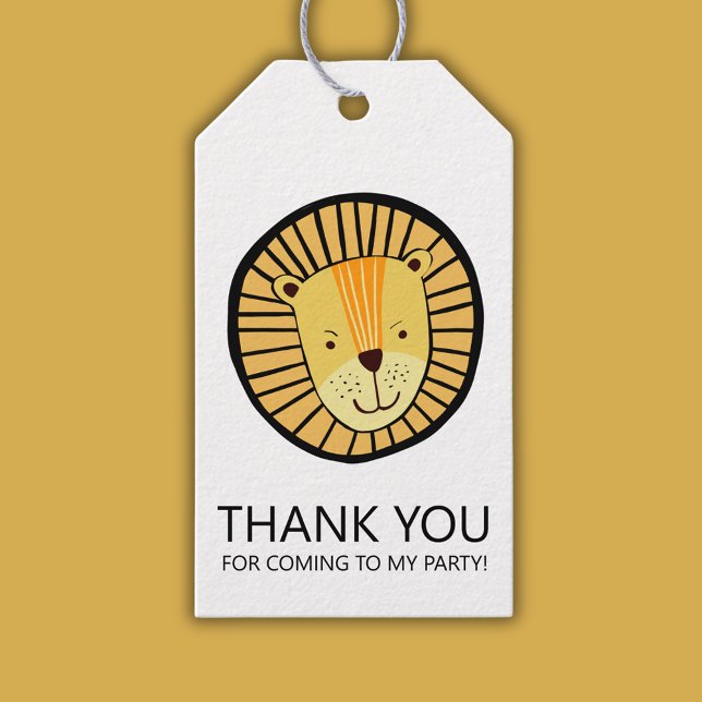 Lion Boys Birthday Party Danke Geschenkanhänger (Wild One Lion First Birthday Thank You gift tag. Personalized kids party supplies & decor.)