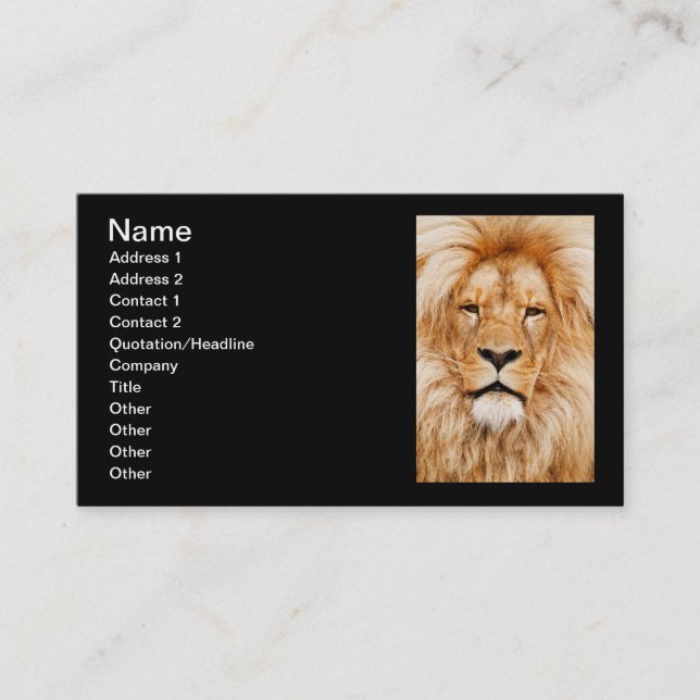 Lion Business Cards Schwarz Visitenkarte (Vorderseite)