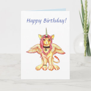 Lion Cat Unicorn Geburtstagkarte Karte