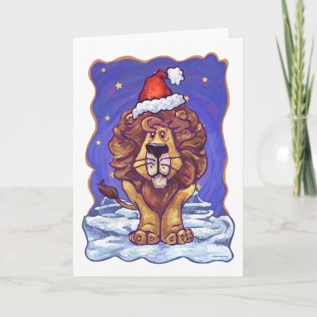 Lion Christmas Feiertagskarte (Vorderseite)