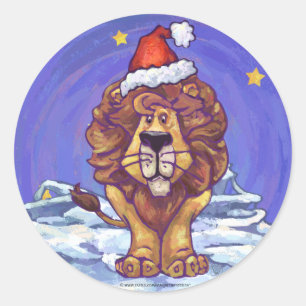 Lion Christmas Runder Aufkleber