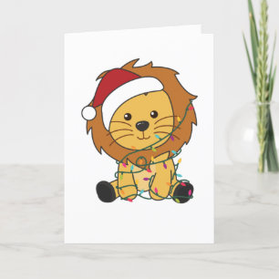 Lion Christmas Snow Winter Animals Lions Adult Clo Feiertagskarte