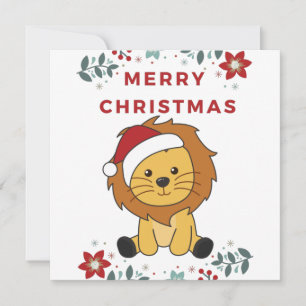 Lion Christmas Snow Winter Animals Lions Einladung