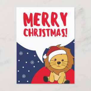 Lion Christmas Snow Winter Animals Lions Holiday P Feiertagspostkarte