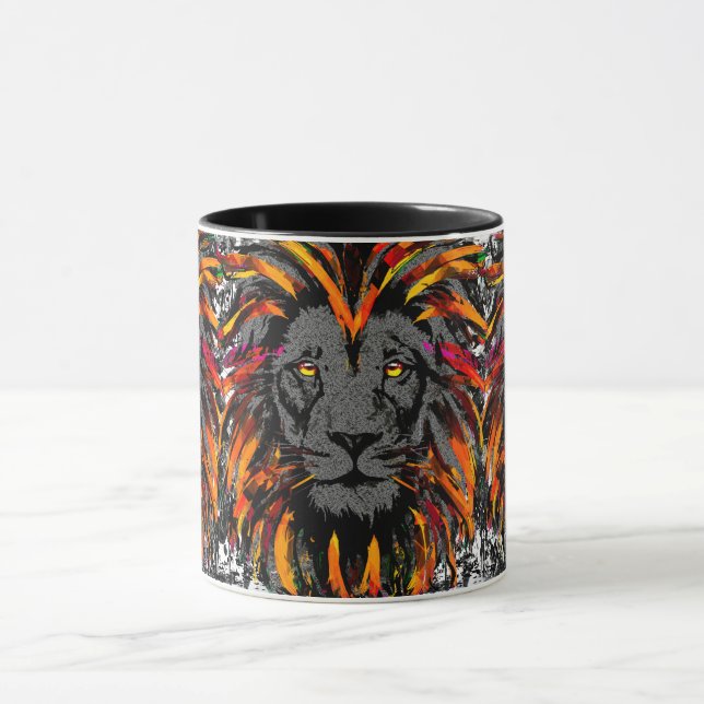Lion Coffee Tasse | Orange Lion Head Illustration (Zentrum)