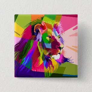 Lion Colorful Prismatischer Pop Art Design-62501 Button