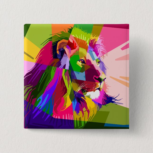 Lion Colorful Prismatischer Pop Art Design-62501 Button (Vorderseite)