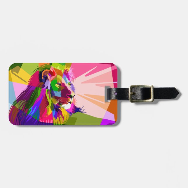 Lion Colorful Prismatischer Pop Art Design-62501 Gepäckanhänger (Vorderseite horizontal)