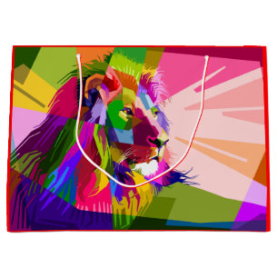 Lion Colorful Prismatischer Pop Art Design-62501 Große Geschenktüte