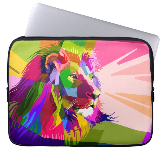 Lion Colorful Prismatischer Pop Art Design-62501 Laptopschutzhülle (Vorderseite)