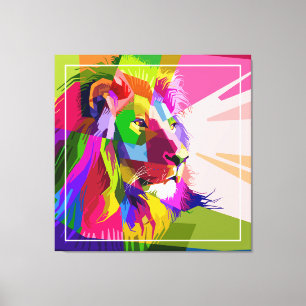 Lion Colorful Prismatischer Pop Art Design-62501 Leinwanddruck