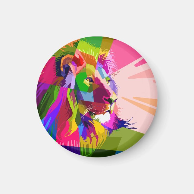 Lion Colorful Prismatischer Pop Art Design-62501 Magnet (Vorne)