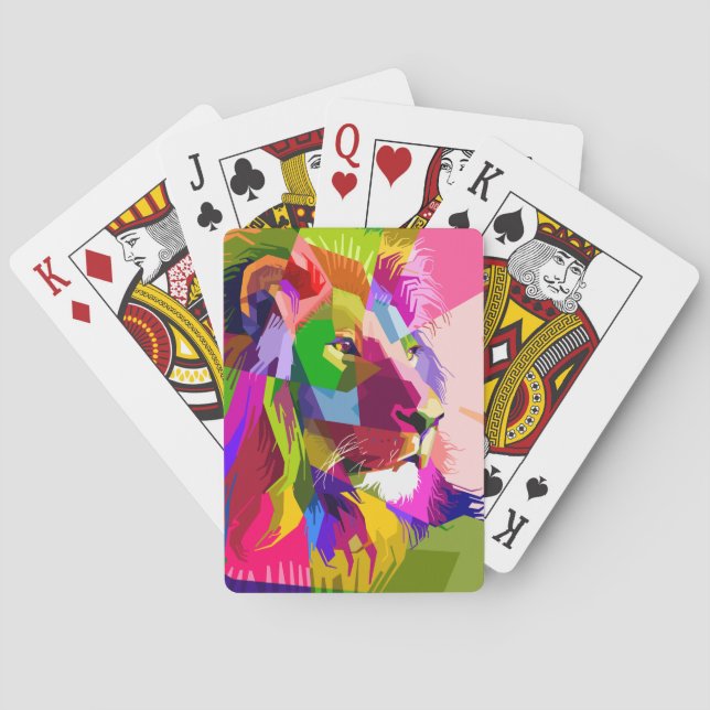 Lion Colorful Prismatischer Pop Art Design-62501 Spielkarten (Rückseite)