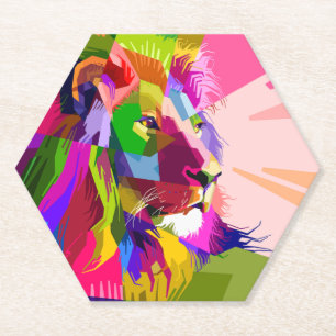 Lion Colorful Prismatischer Pop Art Design-62501 Untersetzer