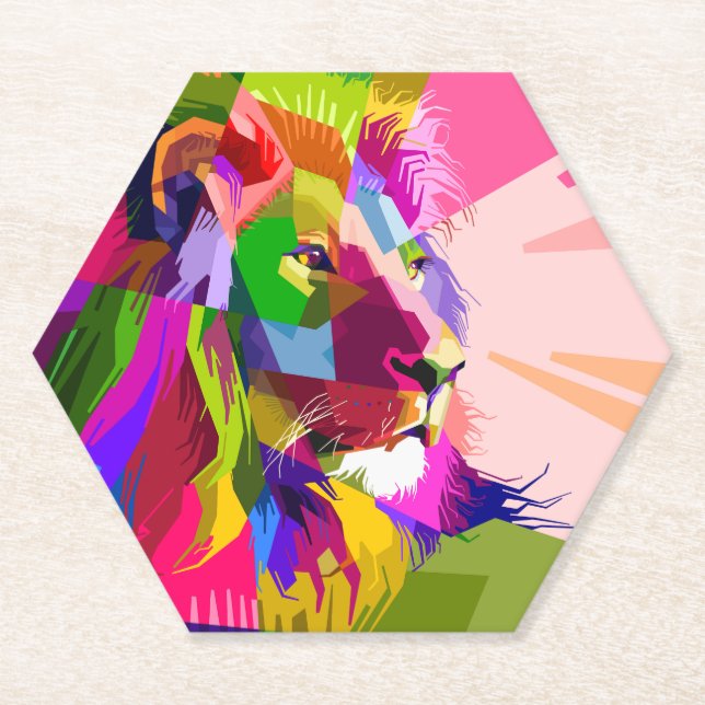 Lion Colorful Prismatischer Pop Art Design-62501 Untersetzer (Vorderseite)