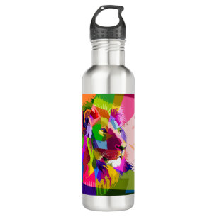 Lion Colorful Prismatischer Pop Art Design-6250 Edelstahlflasche