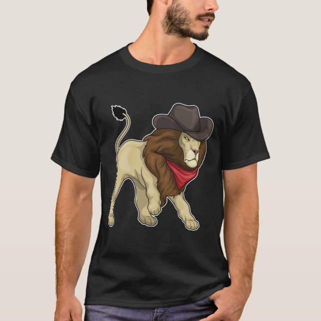 Lion Cowboy Cowboy-Hut T-Shirt (Vorderseite)