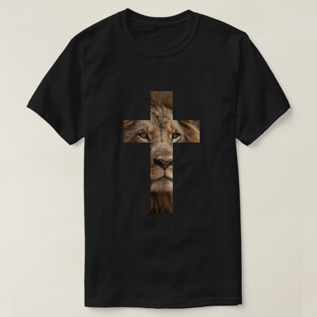 Lion Cross King Lord Jesus Bible Judah T-Shirt (Design vorne)