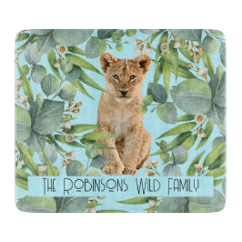 Lion Cub Aquamarine Waldleafs Muster Schneidebrett