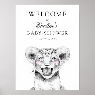 Lion Cub Baby Dusche Begrüßungszeichen Poster