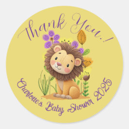 Lion Cub Baby Shower Classic Round Sticker