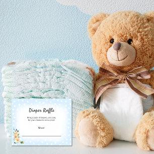 Lion Cub Blue Diaper Raffle Baby Showspiel Begleitkarte