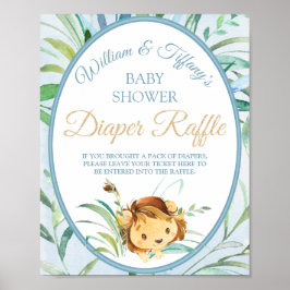Lion Cub Boy's Baby Shower Diaper Raffle Poster