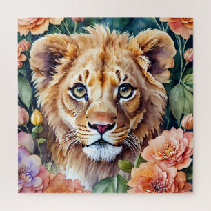 Lion Cub Floral Puzzle