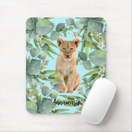 Lion Cub Green Forest Dschungel Niedlich Aquamarin Mousepad