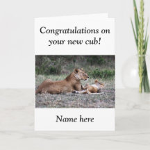 Lion cub neue Baby Gratulations Karte