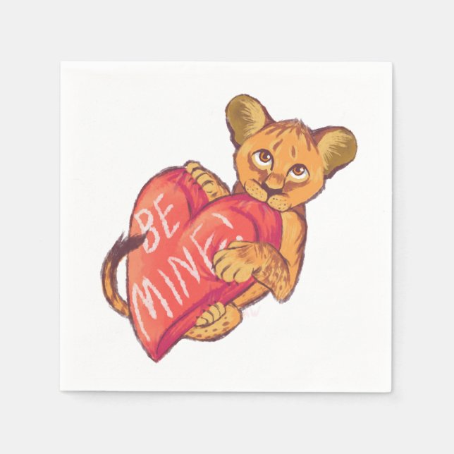 Lion Cub Valentine Serviette (Vorderseite)
