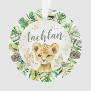 Lion Cub Watercolor Weihnachtsbaum Name Ornament