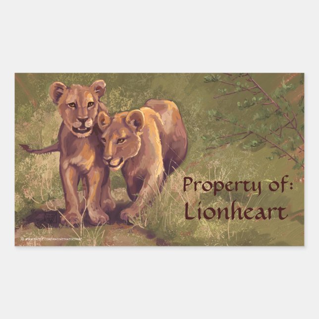 Lion Cubs Art Buchzeichen Stickers (Vorderseite)